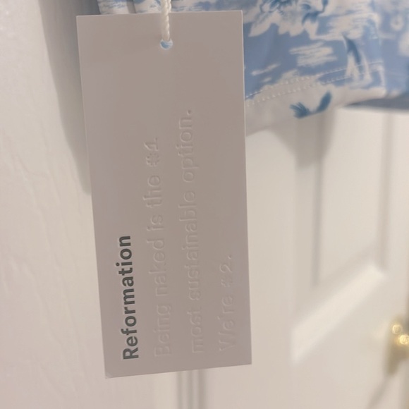 Reformation Harbor Longline Scoop Neck Bikini Top In Island Blue NWT Size Small - Picture 7 of 10